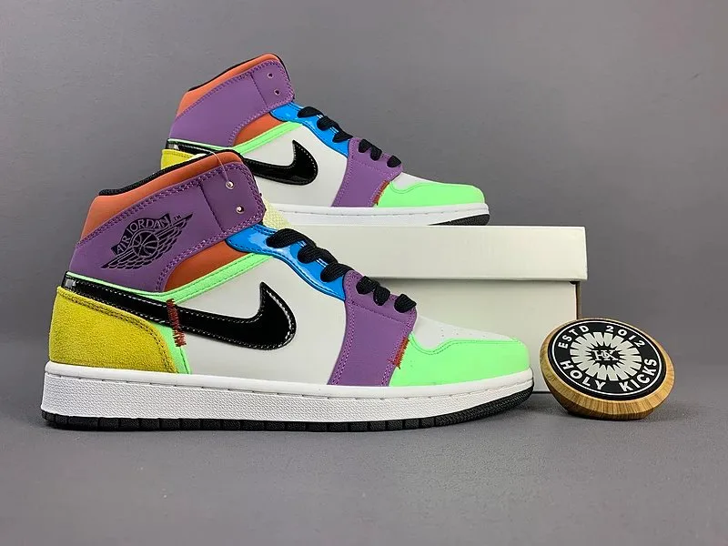 Nike Air Jordan 1 Mid 'Multicolor Patchwork' Sneakers loongbuy spreadsheet find