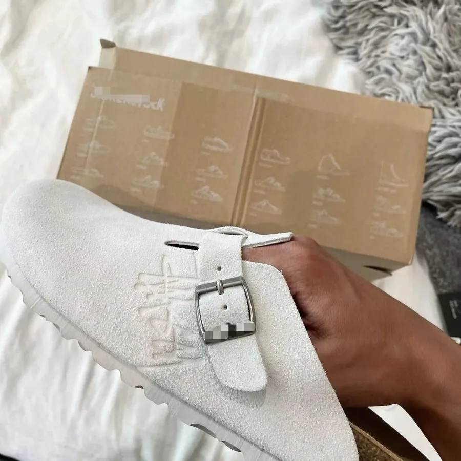Stussy x Birkenstock Boston Suede Clog Bone loongbuy spreadsheet find
